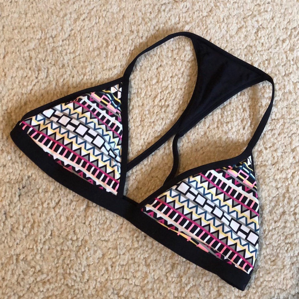 Boho tribal pattern triangle T back swim suit bra
